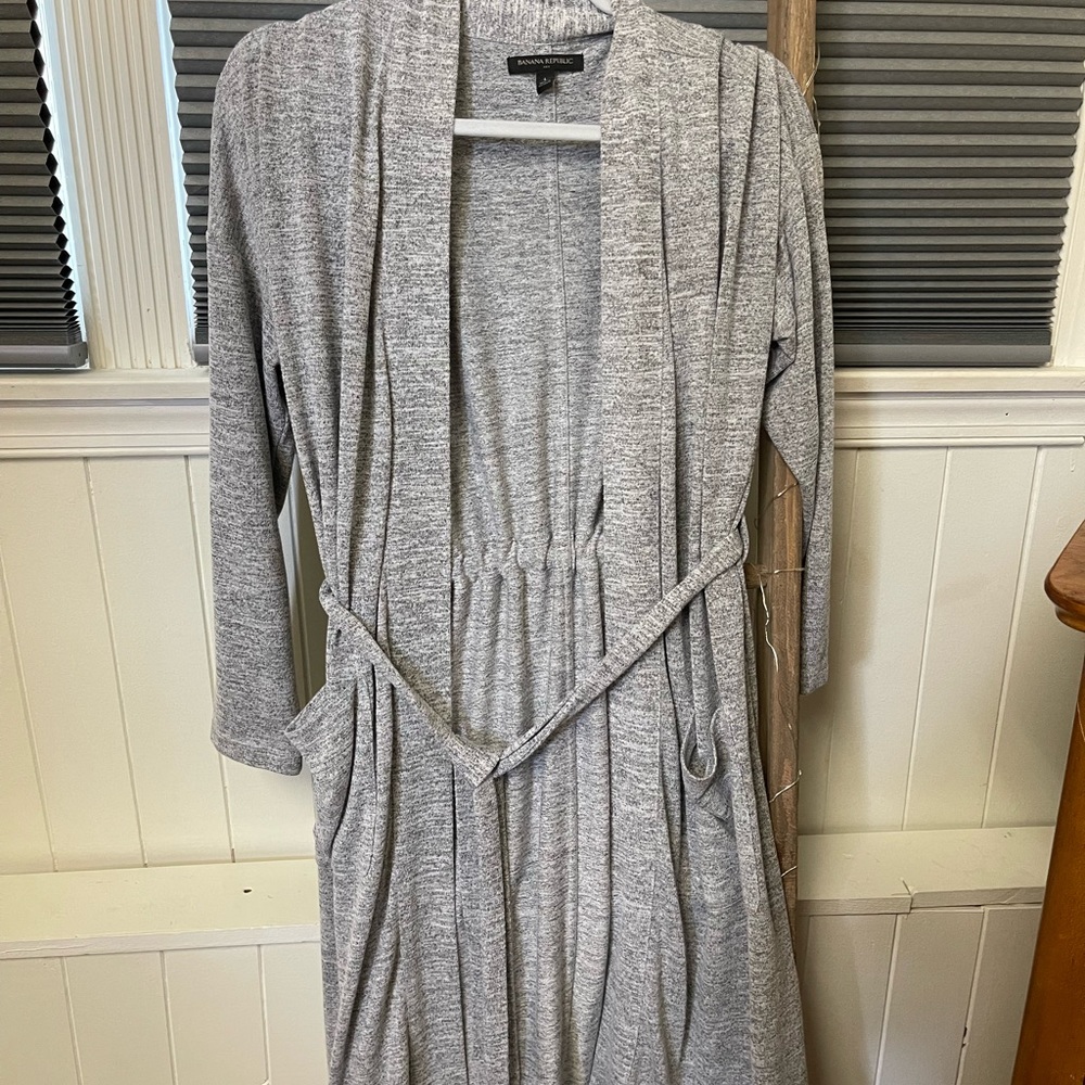 Banana Republic Heather Grey Long Cardigan with belt